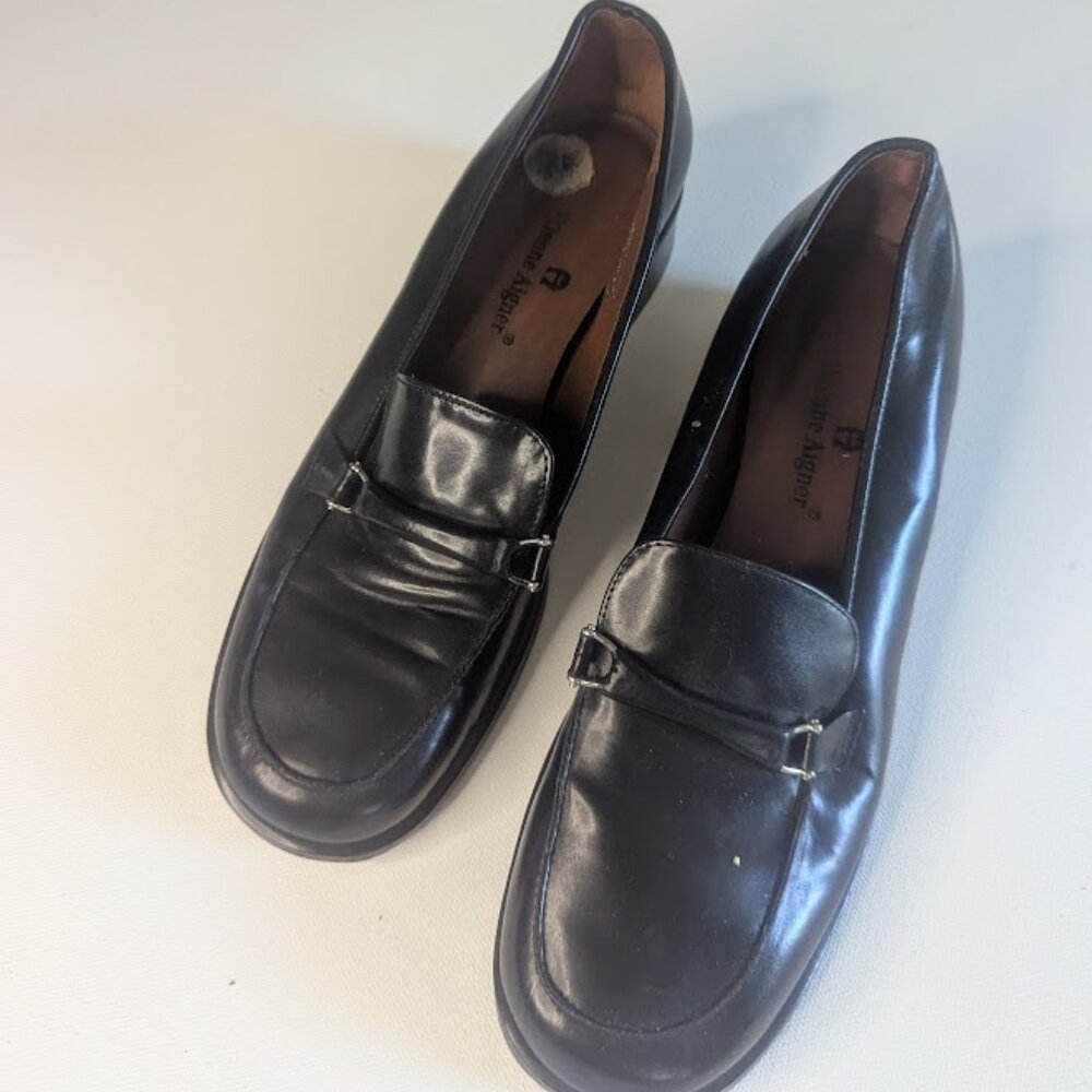 Etienne‎ Aigner Black Loafers Slip-Ons